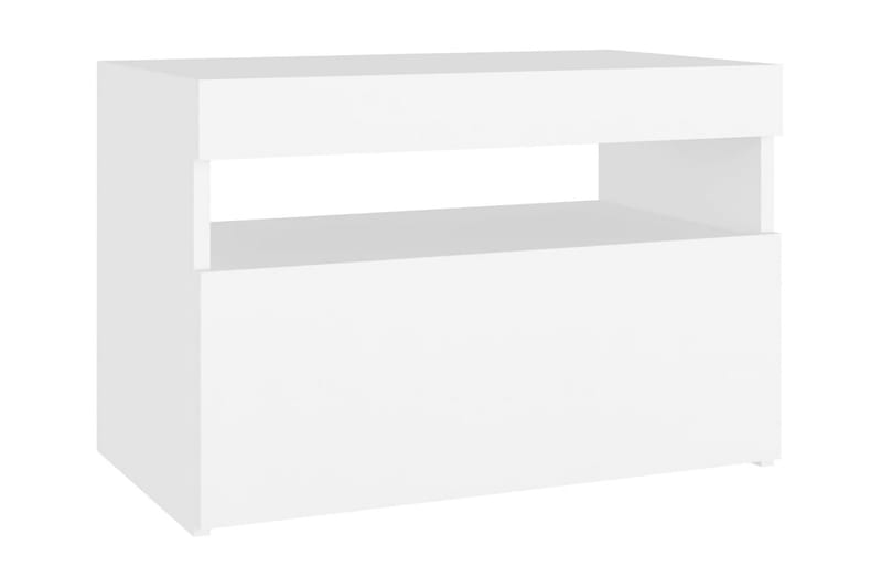 Sängbord med LED-belysning vit 60x35x40 cm spånskiva - Vit - Sängbord & nattduksbord