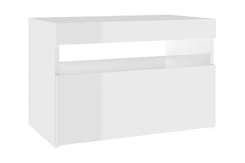 Sängbord med LED-belysning vit högglans 60x35x40 cm - Vit - Sängbord & nattduksbord