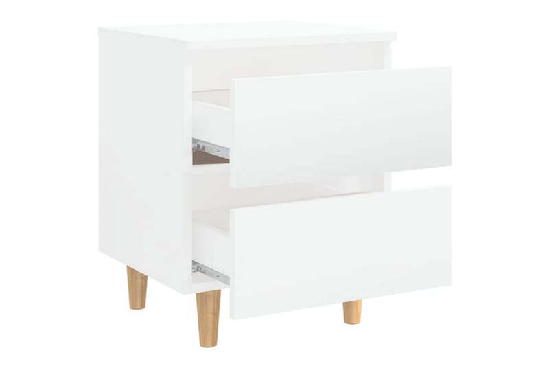 Sängbord med massiva furuben vit högglans 40x35x50 cm - Vit - Möbler - Bord & matgrupper - Avlastningsbord - Sängbord & nattduksbord
