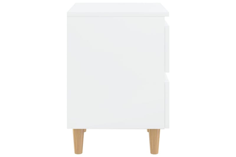 Sängbord med massiva furuben vit högglans 40x35x50 cm - Vit - Möbler - Bord & matgrupper - Avlastningsbord - Sängbord & nattduksbord