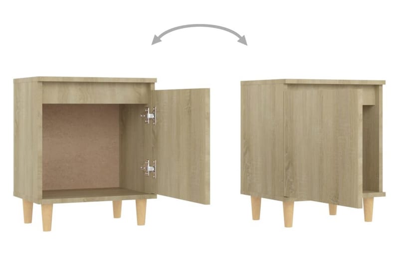 Sängbord med massiva träben sonoma-ek 40x30x50 cm - Brun - Möbler - Bord & matgrupper - Avlastningsbord - Sängbord & nattduksbord