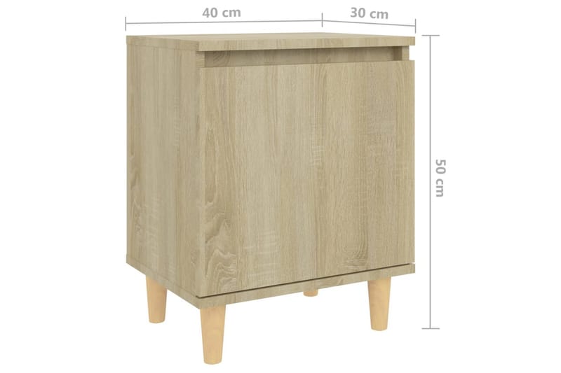 Sängbord med massiva träben sonoma-ek 40x30x50 cm - Brun - Möbler - Bord & matgrupper - Avlastningsbord - Sängbord & nattduksbord