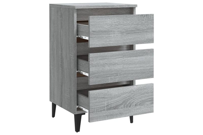 Sängbord med metallben 2 st grå sonoma 40x35x69 cm - Grå - Sängbord & nattduksbord
