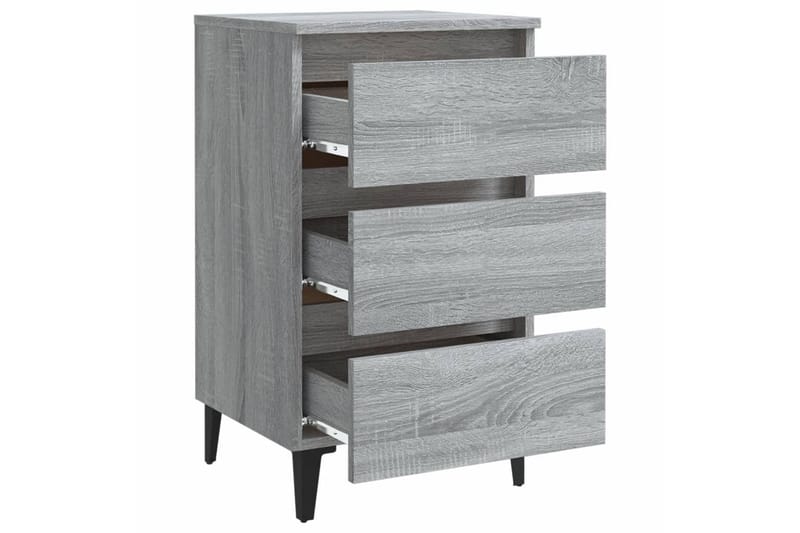 Sängbord med metallben grå sonoma-ek 40x35x69 cm - Grå - Sängbord & nattduksbord