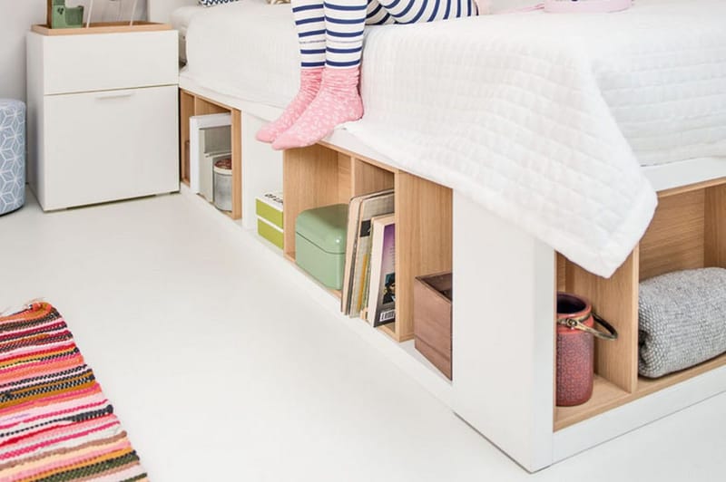 4You Sängbord 41 cm med Förvaring Vit/Natur - VOX - Möbler - Bord & matgrupper - Avlastningsbord - Sängbord & nattduksbord