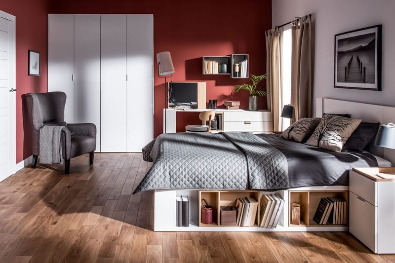 4You Sängbord 41 cm med Förvaring Vit/Natur - VOX - Möbler - Bord & matgrupper - Avlastningsbord - Sängbord & nattduksbord