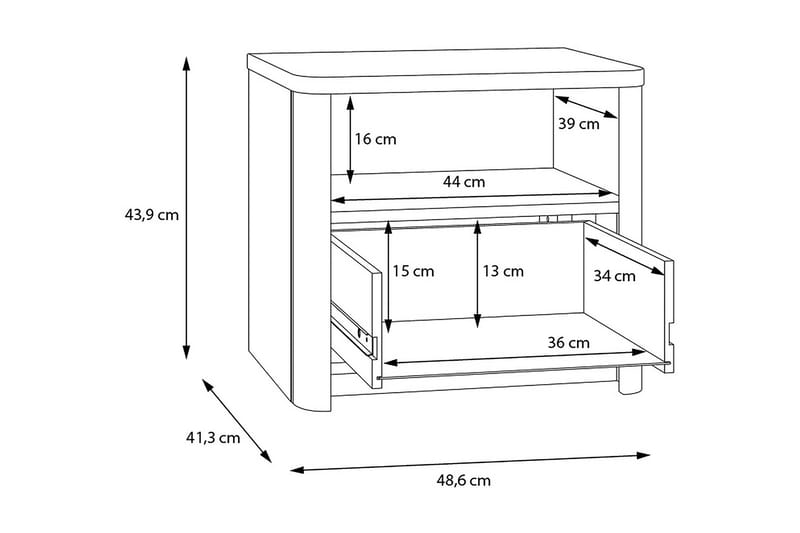 Ahmetbay Sängbord 41x49 cm - Grå/Brun - Sängbord & nattduksbord