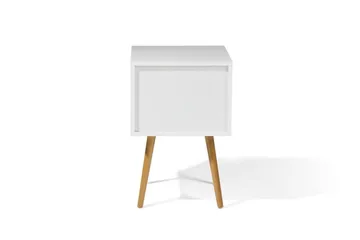 Alabama Smalt Kvadratiskt Sängbord 40 cm med Förvaring och Lådor i Trä - Vit - Möbler - Bord & matgrupper - Avlastningsbord - Sängbord & nattduksbord