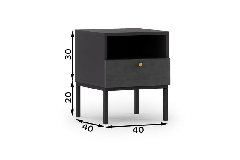 Anjal Sängbord 40 cm - Svart - Möbler - Bord & matgrupper - Avlastningsbord - Sängbord & nattduksbord