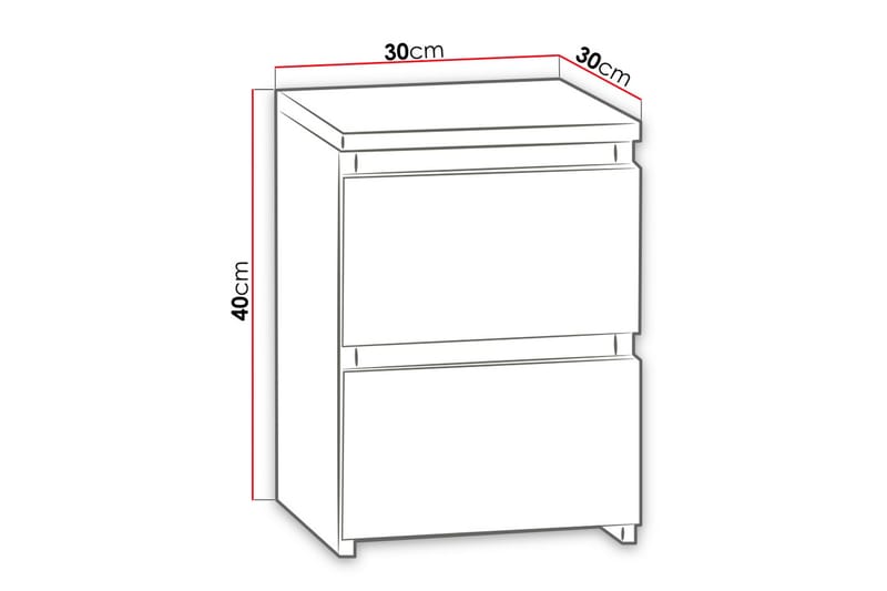 Basildon Sängbord 30 cm med Förvaring 2 Lådor - Svart - Möbler - Bord & matgrupper - Avlastningsbord - Sängbord & nattduksbord