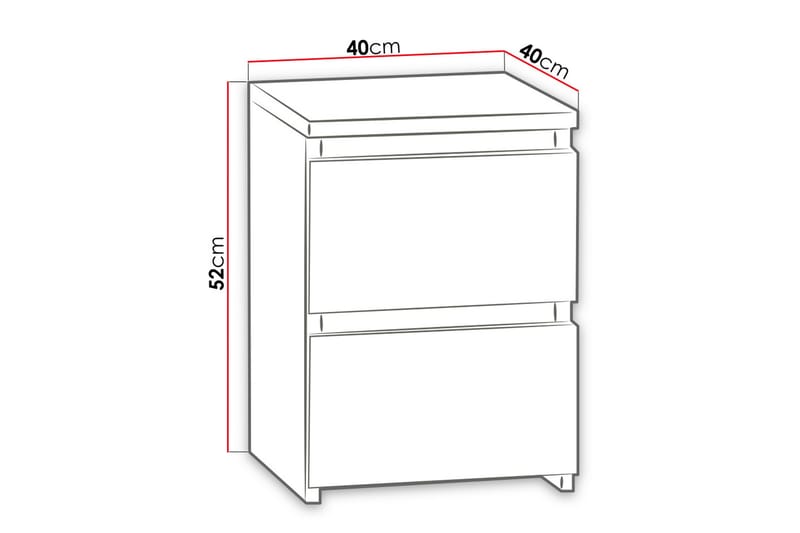 Basildon Sängbord 40 cm med Förvaring 2 Lådor - Vit - Sängbord & nattduksbord