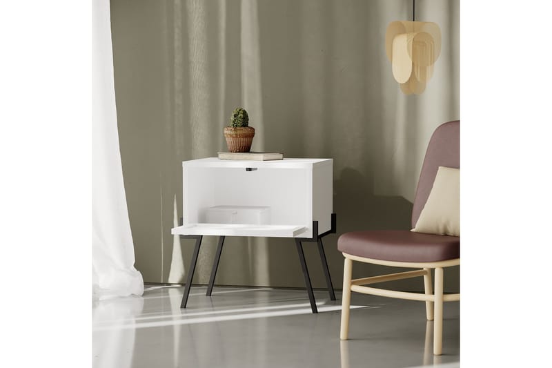 Belrain Sängbord 48x34 cm - Vit - Sängbord & nattduksbord