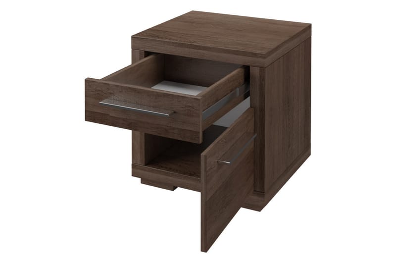 Benavila Sängbord 41 cm med Förvaring Låda + Skåp - Brun - Sängbord & nattduksbord