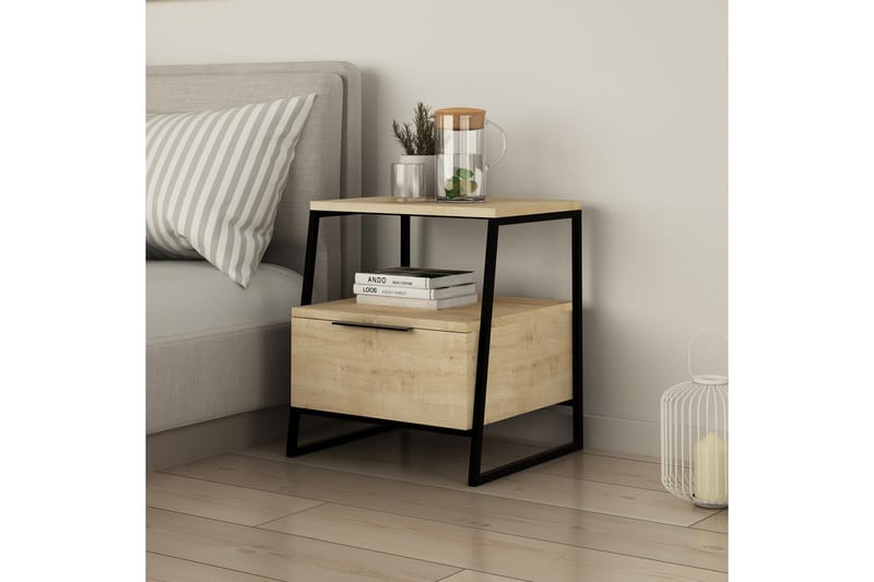 Bodsjö Sängbord 45 cm med Förvaring Hylla + Lucka - Brun - Möbler - Bord & matgrupper - Avlastningsbord - Sängbord & nattduksbord