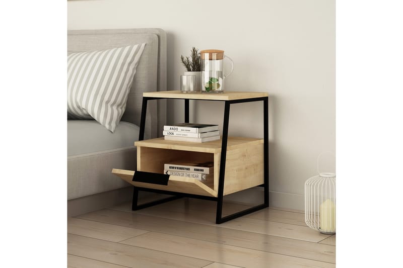 Bodsjö Sängbord 45 cm med Förvaring Hylla + Lucka - Brun - Möbler - Bord & matgrupper - Avlastningsbord - Sängbord & nattduksbord