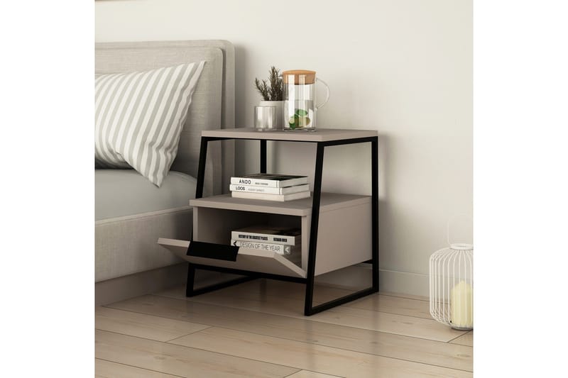 Bodsjö Sängbord 45 cm med Förvaring Hylla + Lucka - Grå - Möbler - Bord & matgrupper - Avlastningsbord - Sängbord & nattduksbord