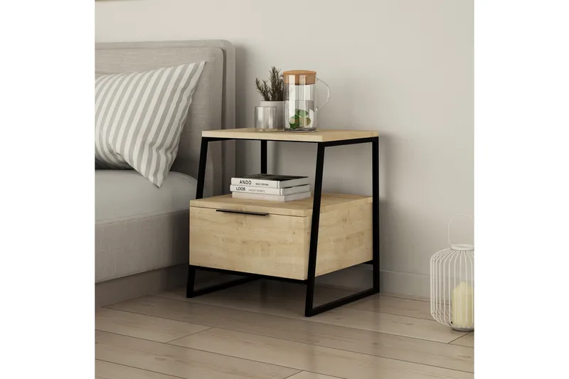 Bodsjö Sängbord 45 cm med Förvaring Hylla + Lucka - Brun - Möbler - Bord & matgrupper - Avlastningsbord - Sängbord & nattduksbord