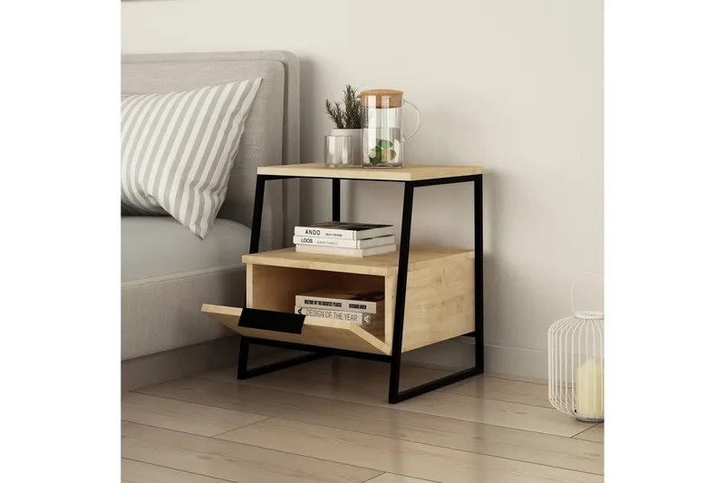 Bodsjö Sängbord 45 cm med Förvaring Hylla + Lucka - Brun - Möbler - Bord & matgrupper - Avlastningsbord - Sängbord & nattduksbord