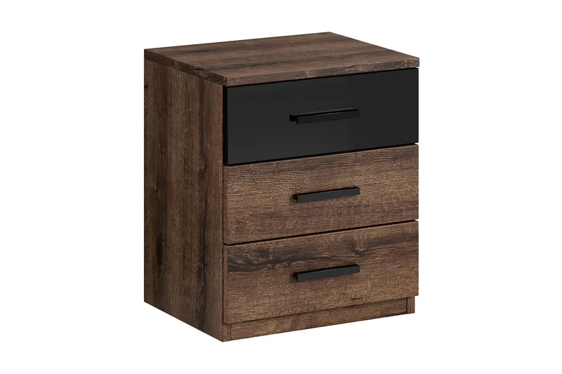 Bovera Sängbord 41x46 cm, Teak/Svart