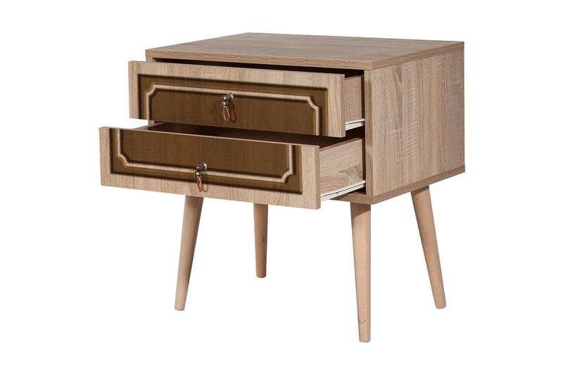 Brokind Sängbord 60 cm med Förvaring 2 Lådor Dekor - Natur/Brun - Möbler - Bord & matgrupper - Avlastningsbord - Sängbord & nattduksbord