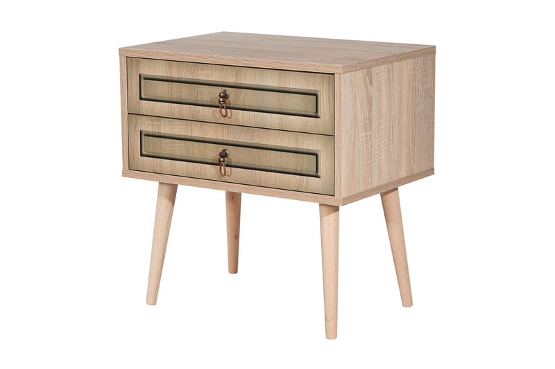 Brokind Sängbord 60 cm med Förvaring 2 Lådor - Natur/Brun - Möbler - Bord & matgrupper - Avlastningsbord - Sängbord & nattduksbord