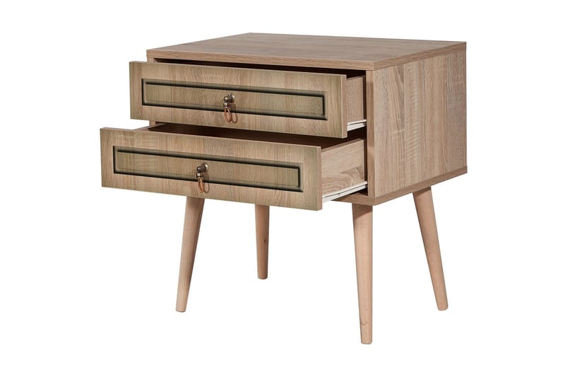 Brokind Sängbord 60 cm med Förvaring 2 Lådor - Natur/Brun - Möbler - Bord & matgrupper - Avlastningsbord - Sängbord & nattduksbord