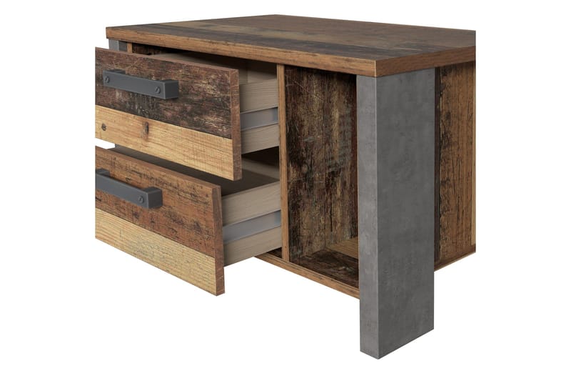 Cadle Sängbord 62 cm med Förvaring 2 Lådor + Hylla - Brun/Grå - Möbler - Bord & matgrupper - Avlastningsbord - Sängbord & nattduksbord