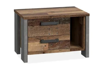 Cadle Sängbord 62 cm med Förvaring 2 Lådor + Hylla - Brun/Grå - Möbler - Bord & matgrupper - Avlastningsbord - Sängbord & nattduksbord