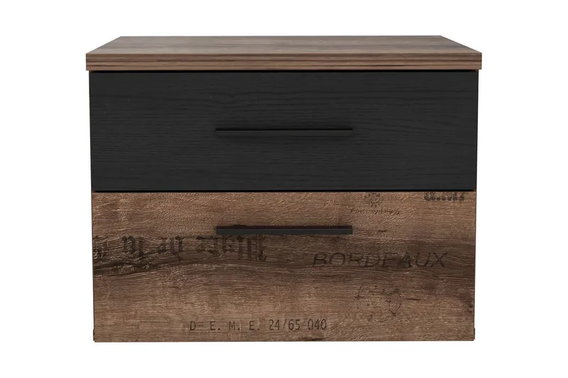 Cannop Sängbord 52 cm med Förvaring 2 Lådor - Brun/Svart - Möbler - Bord & matgrupper - Avlastningsbord - Sängbord & nattduksbord