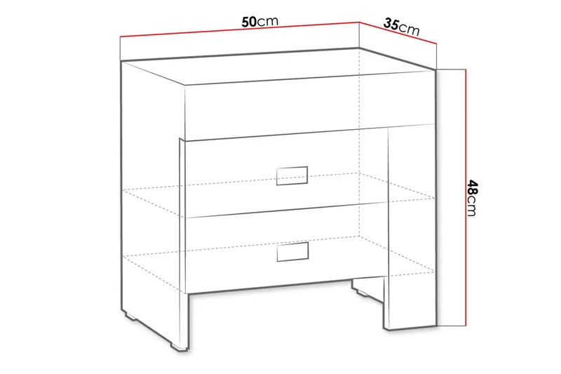 Cezara Sängbord 50 cm Vänster med Förvaring 2 Lådor Bedly Ek - Möbler - Bord & matgrupper - Avlastningsbord - Sängbord & nattduksbord