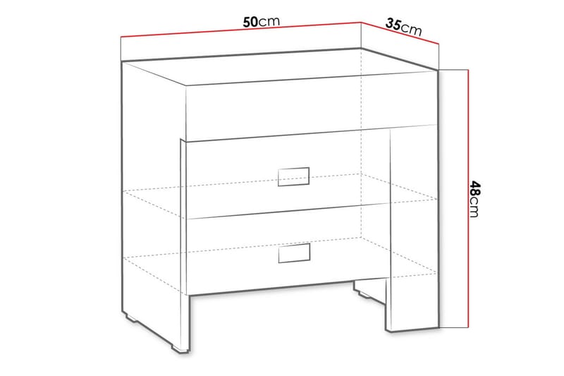 Cezara Sängbord 50 cm Vänster med Förvaring 2 Lådor Bedly Ek - Möbler - Bord & matgrupper - Avlastningsbord - Sängbord & nattduksbord