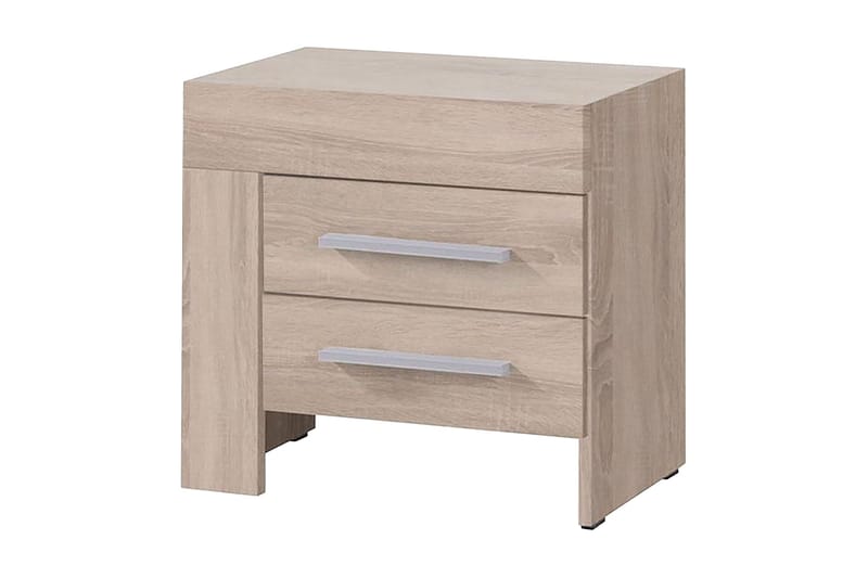 Cezara Sängbord 50 cm Vänster med Förvaring 2 Lådor - Beige/Grå - Möbler - Bord & matgrupper - Avlastningsbord - Sängbord & nattduksbord