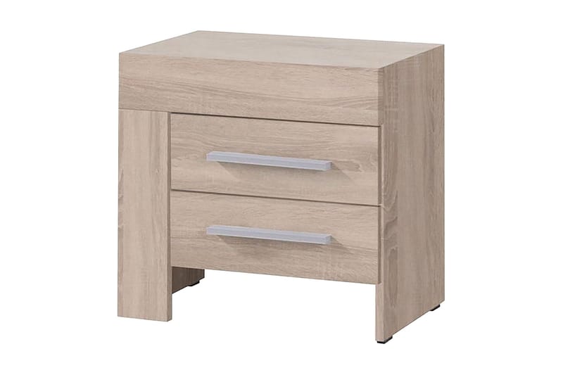 Cezara Sängbord 50 cm Vänster med Förvaring 2 Lådor - Beige/Grå - Sängbord & nattduksbord