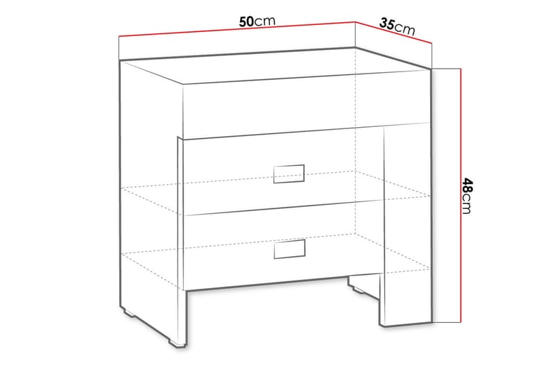 Cezara Sängbord 50 cm Vänster med Förvaring 2 Lådor - Beige/Grå - Möbler - Bord & matgrupper - Avlastningsbord - Sängbord & nattduksbord