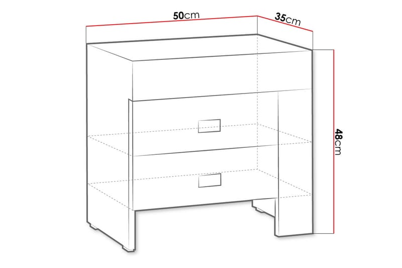 Cezara Sängbord 50 cm Vänster med Förvaring 2 Lådor - Beige/Grå - Sängbord & nattduksbord