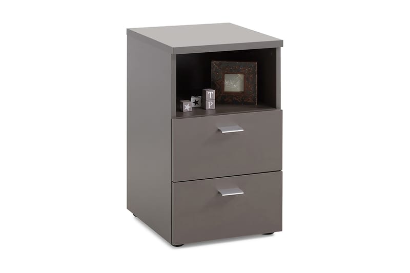 Colima Sängbord 35 cm med Förvaring 2 Lådor + Hylla - Grå - Möbler - Bord & matgrupper - Avlastningsbord - Sängbord & nattduksbord