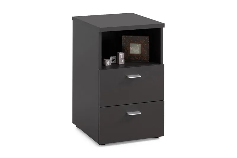 Colima Sängbord 35 cm med Förvaring 2 Lådor + Hylla - Svart - Möbler - Bord & matgrupper - Avlastningsbord - Sängbord & nattduksbord