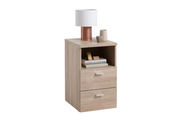 Colima Sängbord 35 cm med Förvaring 2 Lådor + Hylla - Grå/Beige - Möbler - Bord & matgrupper - Avlastningsbord - Sängbord & nattduksbord