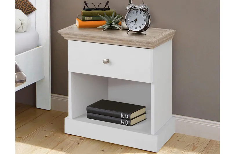 Dareia Sängbord 45 cm - Vit/Brun - Möbler - Bord & matgrupper - Avlastningsbord - Sängbord & nattduksbord