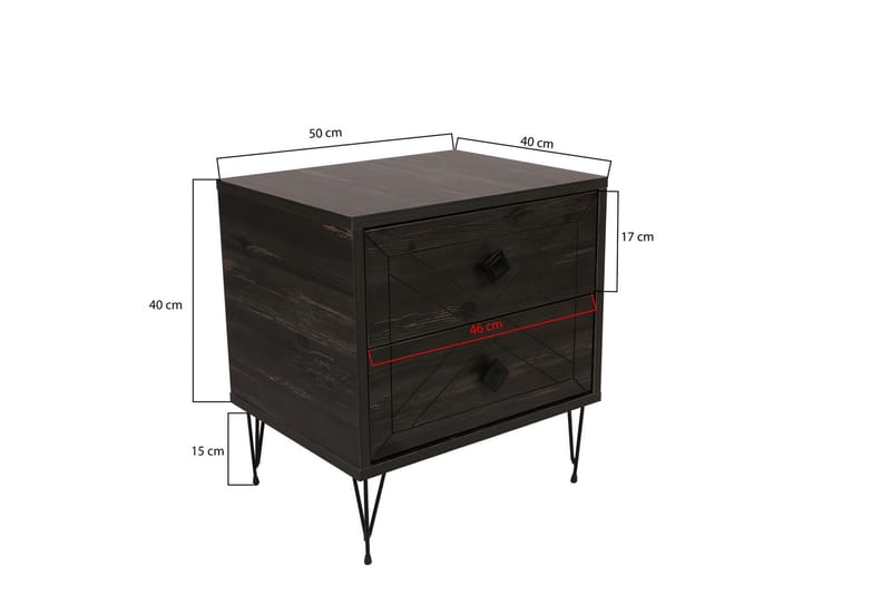 Dasina Sängbord 50 cm - Mörkbrun - Sängbord & nattduksbord
