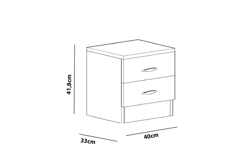 Decorotika Sängbord 40 cm med Förvaring 2 Lådor - Vit - Sängbord & nattduksbord