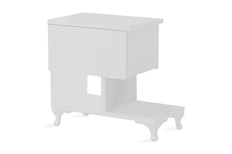 Decorotika Sängbord 46 cm med Förvaring Låda + Hyllor Ben - Vit - Sängbord & nattduksbord