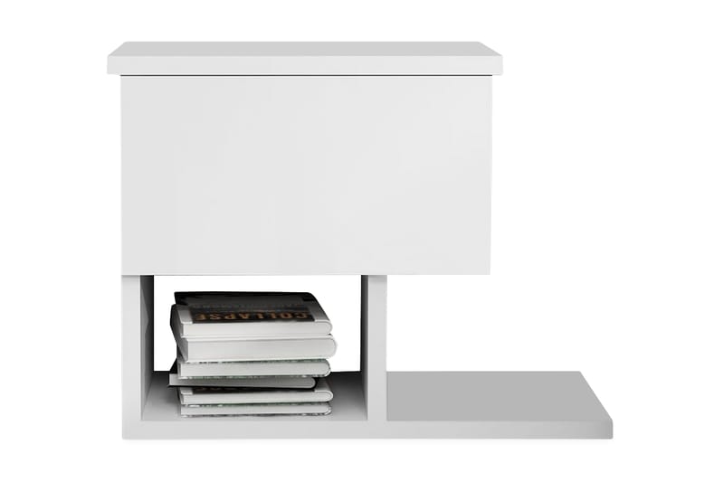 Decorotika Sängbord 46 cm med Förvaring Låda + Hyllor - Vit - Sängbord & nattduksbord
