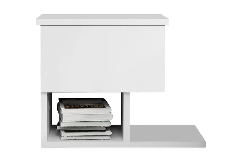 Decorotika Sängbord 46 cm med Förvaring Låda + Hyllor, Vit