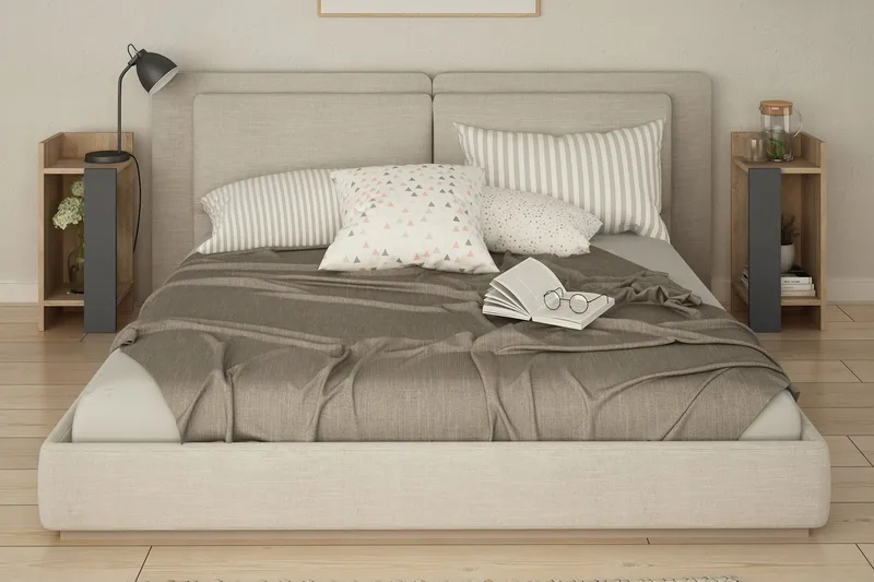 Decorta Sängbord 27 cm - Ekfärg/Mörkgrå - Möbler - Bord & matgrupper - Avlastningsbord - Sängbord & nattduksbord