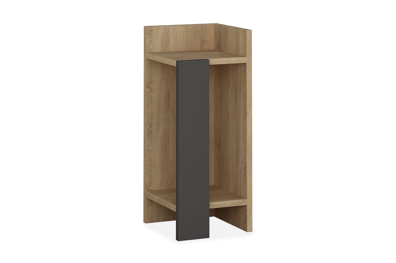 Decorta Sängbord 27 cm med Förvaring Hyllor + Luckor Höger - Brun/Grå - Möbler - Bord & matgrupper - Avlastningsbord - Sängbord & nattduksbord