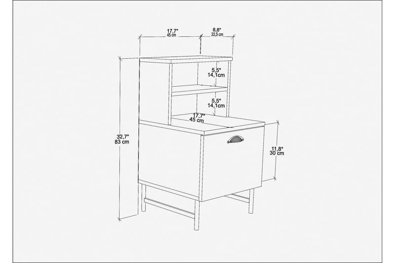 Desgrar Sängbord 45x22,5 cm - Brun - Sängbord & nattduksbord