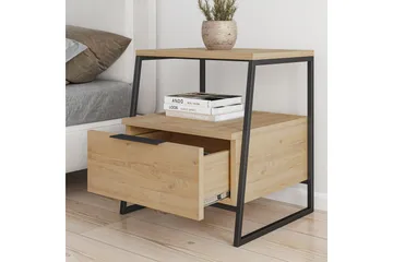 Desgrar Sängbord 45x50 cm i Ek med Lådor och Förvaring - Beige - Möbler - Bord & matgrupper - Avlastningsbord - Sängbord & nattduksbord