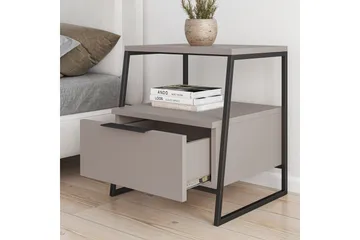 Desgrar Sängbord 45x50 cm i Trä med Lådor och Förvaring - Mockabeige - Möbler - Bord & matgrupper - Avlastningsbord - Sängbord & nattduksbord