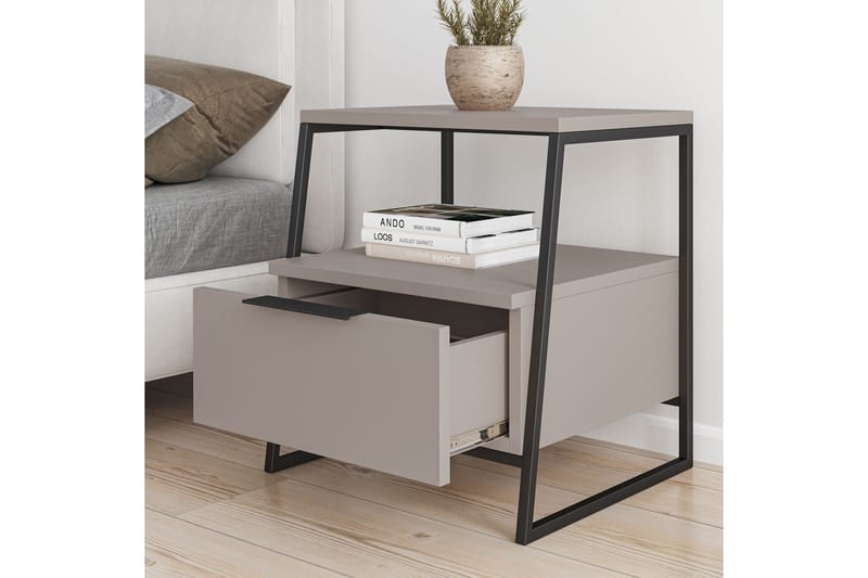 Desgrar Sängbord 45x50 cm i Trä med Lådor och Förvaring - Mockabeige - Möbler - Bord & matgrupper - Avlastningsbord - Sängbord & nattduksbord